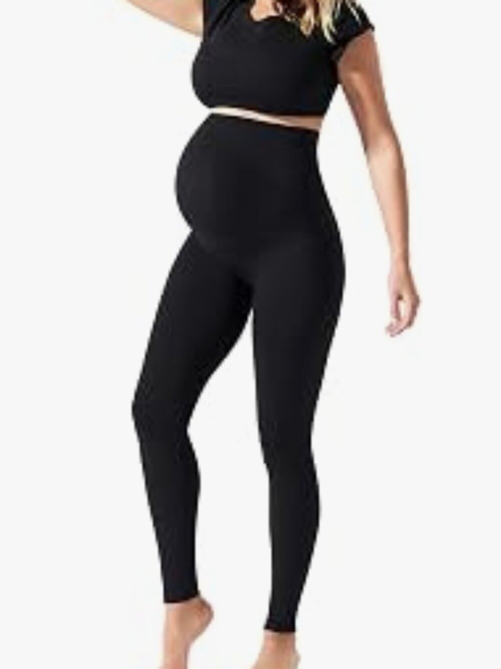 BLANQI Maternity Leggings with Built-In Belly Support in Black